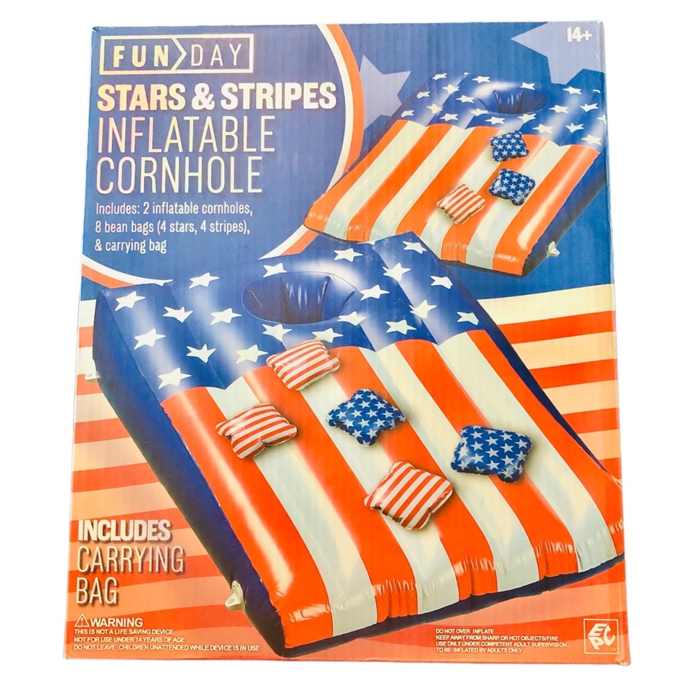 Samsonico Stars & Stripes Inflatable Cornhole Pool Game NIB